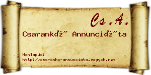 Csarankó Annunciáta névjegykártya